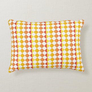 Almofada Decorativa Padrão Xadrez Diamante Gradiente Laranja Amarelo V