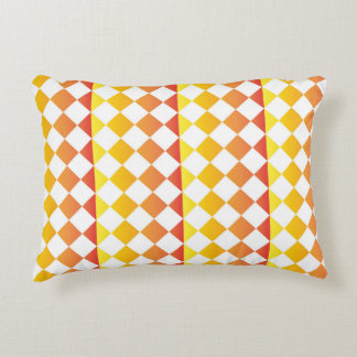 Almofada Decorativa Padrão Xadrez Diamante Gradiente Laranja Amarelo V