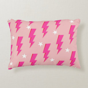 Almofada Decorativa Padrão Y2K Cor de Fundo Cor-de-Rosa da Estrela