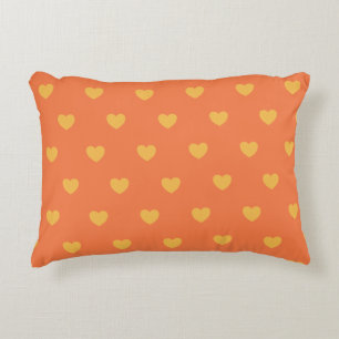 Almofada Decorativa Padrões de Corações Bonitos em Laranja e Amarel