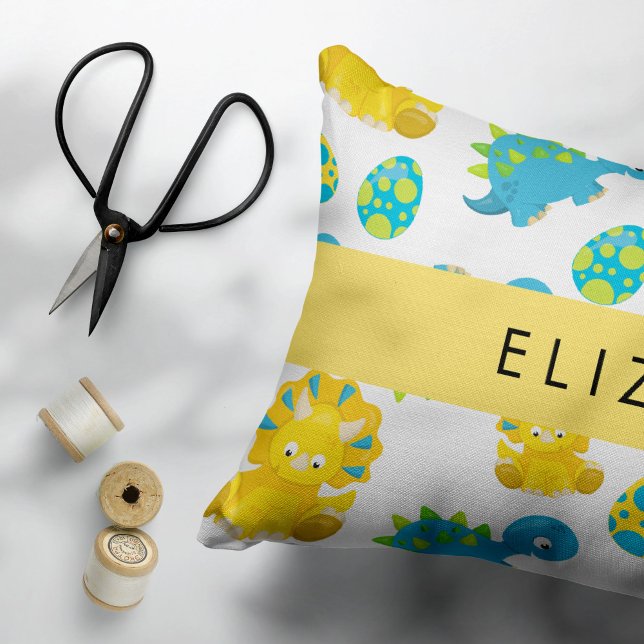 Almofada Decorativa Padrões De Dinossauros, Dinossauros Bonitos, Seu N (Criador carregado)