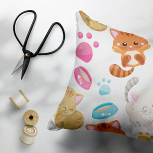 Almofada Decorativa Padrões De Gatos, Gatos Cutes, Gatinhos, Gatinhos,