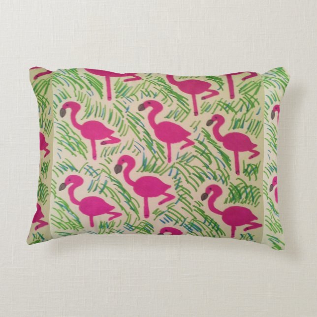 Almofada Decorativa Padrões tropicais cor-de-rosa (Verso)