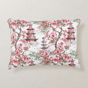 Almofada Decorativa Pagoda Chinesa Aquarela - Flores De Cereja (10)