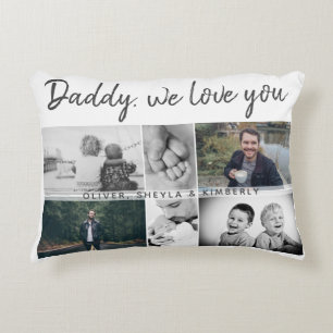 Almofada Decorativa Pai com Crianças e Pai Familiar 6 Colagem de Foto