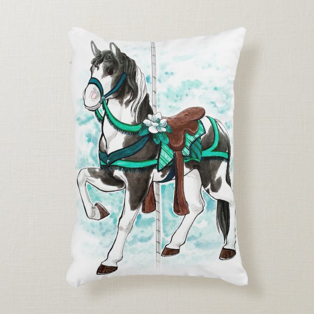 Almofada Decorativa Paint Carousel Horse Travesseiro (Frente(Vertical))