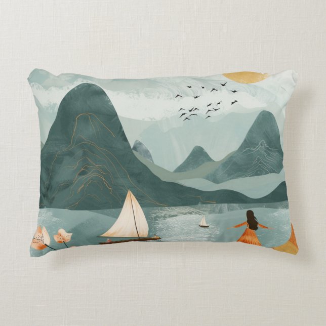 Almofada Decorativa Paisagem Boho Abstrato (11) (Frente)