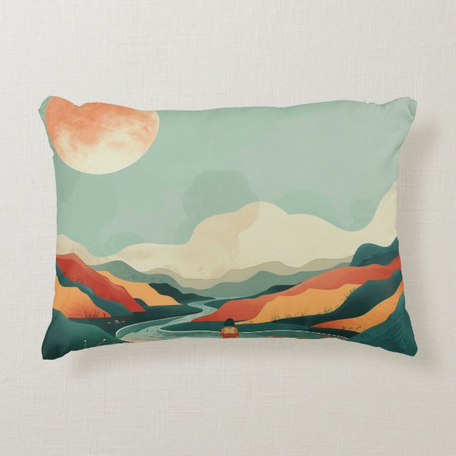 Almofada Decorativa Paisagem Boho Abstrato (14) (Frente)