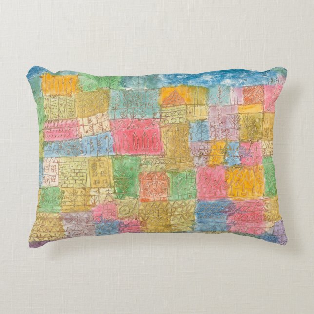 Almofada Decorativa Paisagem Colorida - Paul Klee (Frente)