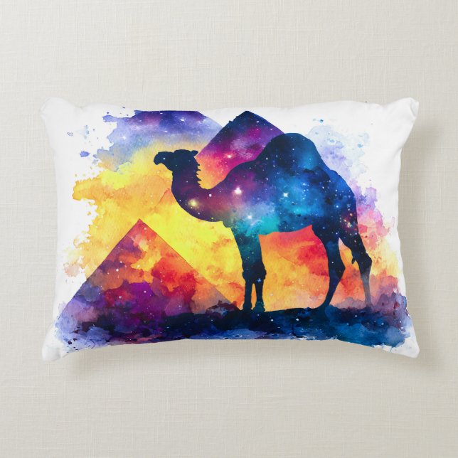 Almofada Decorativa Paisagem Cósmica Starry Night Egípcio Camel (Frente)