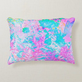Almofada Decorativa Paisagem de Hortênsias Azul Água e Rosa Quente