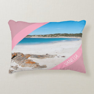 Almofada Decorativa Paisagem de Praia do Paraíso, Austrália Rosa
