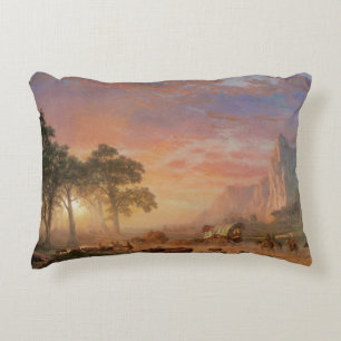 Almofada Decorativa Paisagem do vintage, fuga de Oregon por Bierstadt