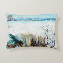 Almofada Decorativa Paisagem nevada com Arles por Vincent van Gogh