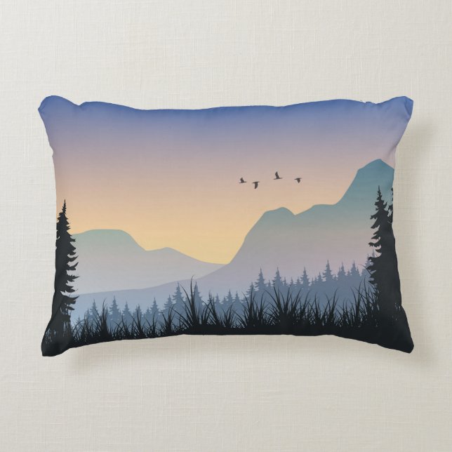 Almofada Decorativa Paisagem Sunset Mountain (Frente)
