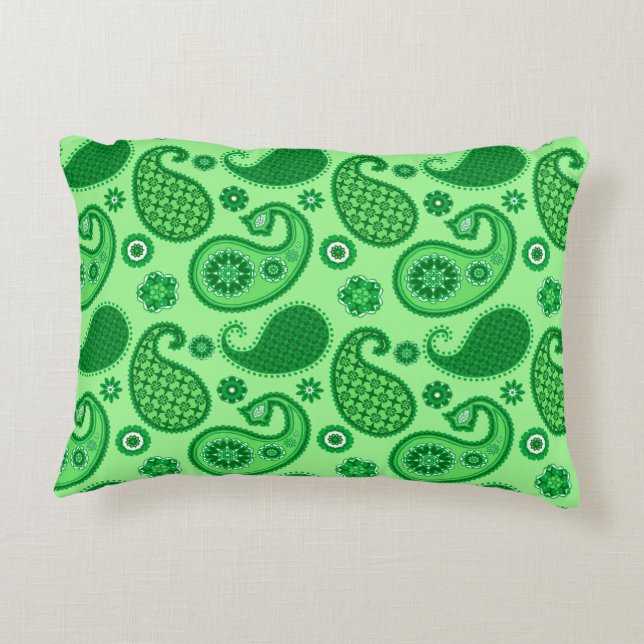 Almofada Decorativa Paisley Pattern, Jade e Emerald Green (Verso)