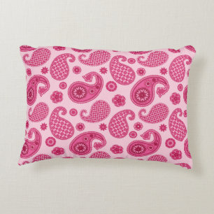 Almofada Decorativa Paisley Pattern, Pastel Coral Pink e Fuchsia