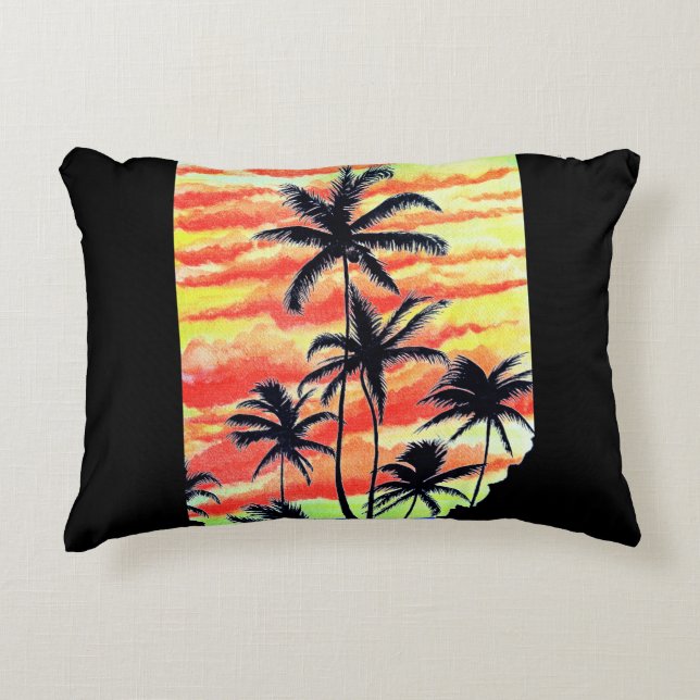 Almofada Decorativa Palmas de Coco Sunset Havaiano (Frente)