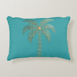 Almofada Decorativa Palmeira Teal Dourada