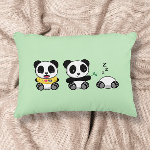 Almofada Decorativa Pandas pequenas bonitos no verde