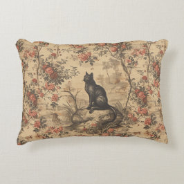 Almofada Decorativa Pano de Toile Chinoiserie Gato Vermelho Damask