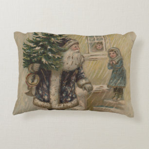 Almofada Decorativa Papai Noel Vintage Neve Árvore de Natal