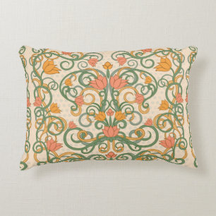 Almofada Decorativa Papel de parede floral ao estilo art nouveau, Vint