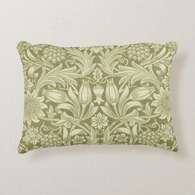 Almofada Decorativa Papel de Parede Girassol de William Morris Vintage (Frente)