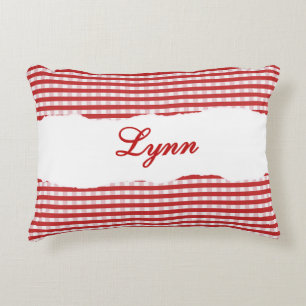 Almofada Decorativa Papel Rasgado Personalizado Xadrez Vermelho e Bran