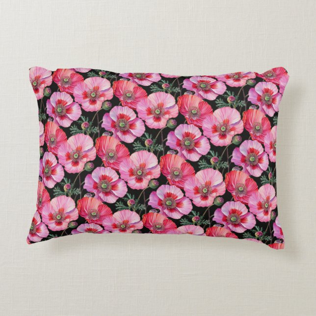 Almofada Decorativa Papoulas Rosa  (Verso)