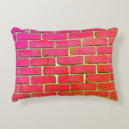 Almofada Decorativa Parede Brick Rosa