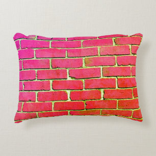 Almofada Decorativa Parede Brick Rosa