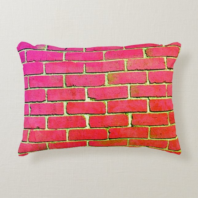 Almofada Decorativa Parede Brick Rosa (Frente)