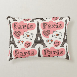 Almofada Decorativa Paris França Torre Eiffel Romance Padrão Fofo