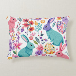 Almofada Decorativa Páscoa de Padrão Flamental de Primavera Bunnies Co