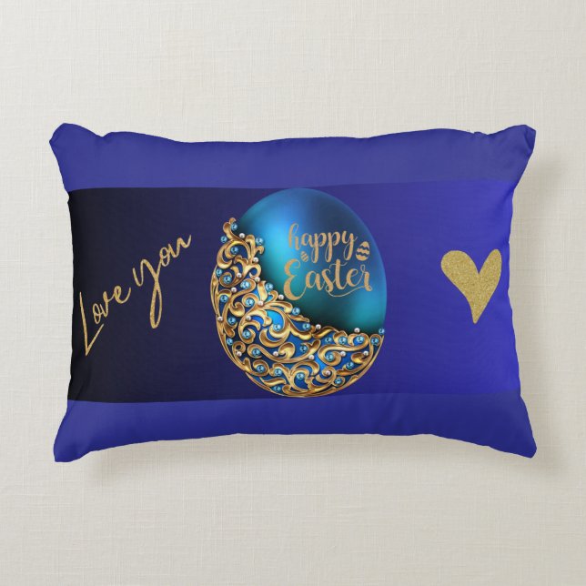 Almofada Decorativa Páscoa Teal Mug com Amor e Design Sparkle ✨ (Frente)