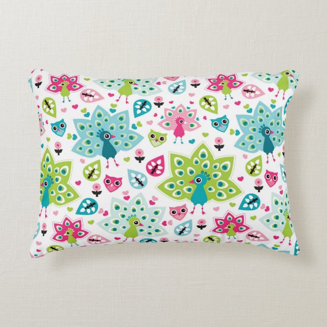 Almofada Decorativa pássaro e coruja do pavão (Frente)