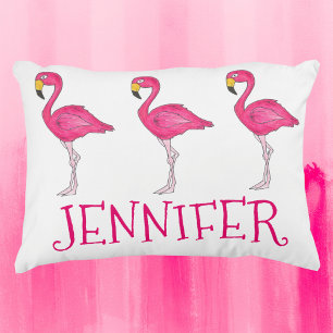 Almofada Decorativa Pássaro Tropical Rosa Personalizado Flamingo Flami
