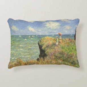 Almofada Decorativa Passeio à Beira-Mar em Pourville por Claude Monet
