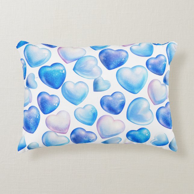 Almofada Decorativa Pastel Blue Heart Pattern Throw Pillow (Frente)