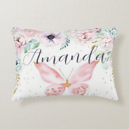 Almofada Decorativa Pastel floral e borboleta personalizadas