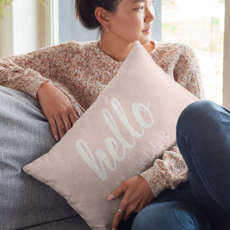 Almofada Decorativa Pastel Mínimo Moderno, Rosa Alô E Seu Nome