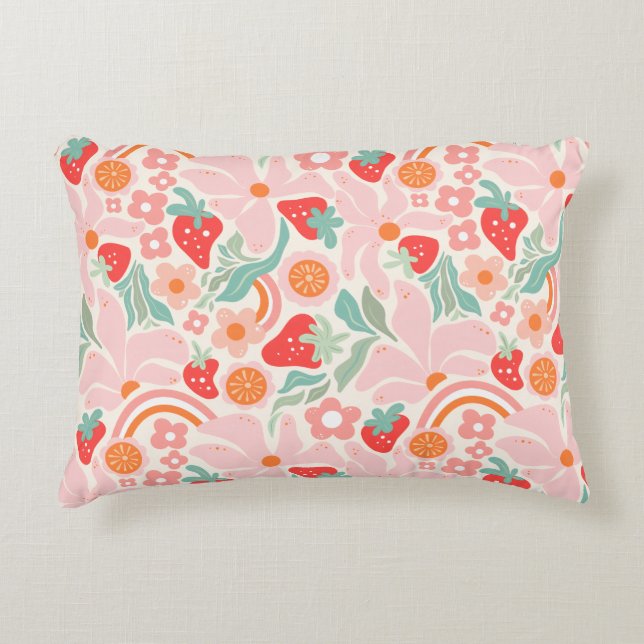 Almofada Decorativa Pastel retro strawberry  (Frente)