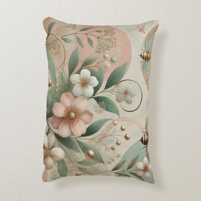 Almofada Decorativa Pastel suave e elegante, de luxo, com abelhas (Verso(Vertical))