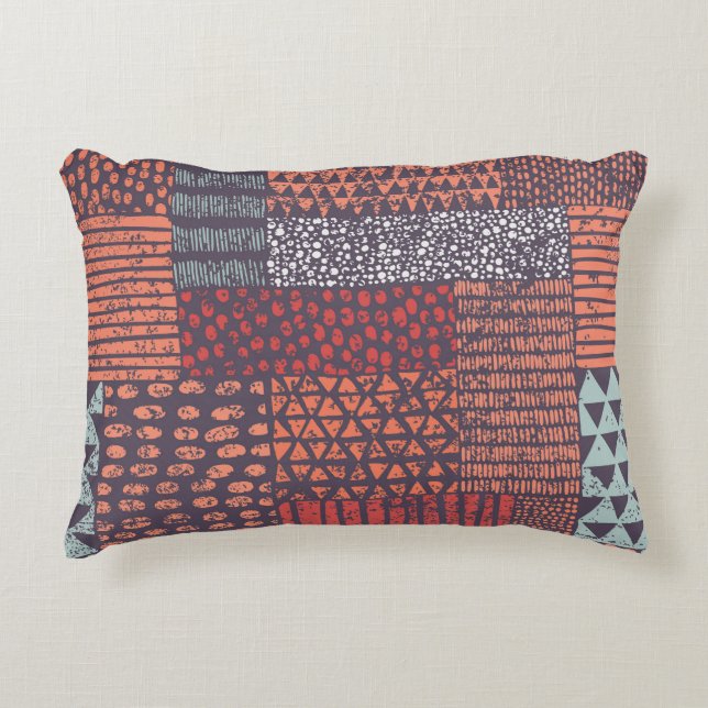 Almofada Decorativa Patchwork boêmia: design sem costura desenhada à m (Frente)