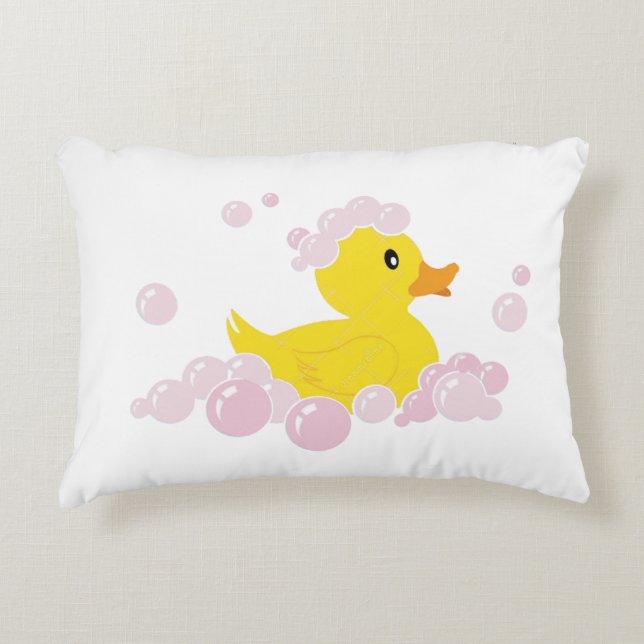 Almofada Decorativa Pato em Bolhas Rosa (Frente)