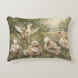 Almofada Decorativa Pato Família Fazenda Caprichosa Brincando na Água