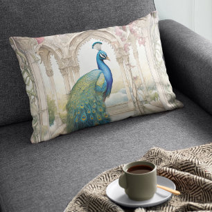 Almofada Decorativa Pavão de jardim floral em estilo indiano vintage