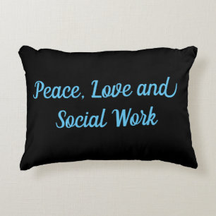 Almofada Decorativa Paz, Amor e Trabalho Social