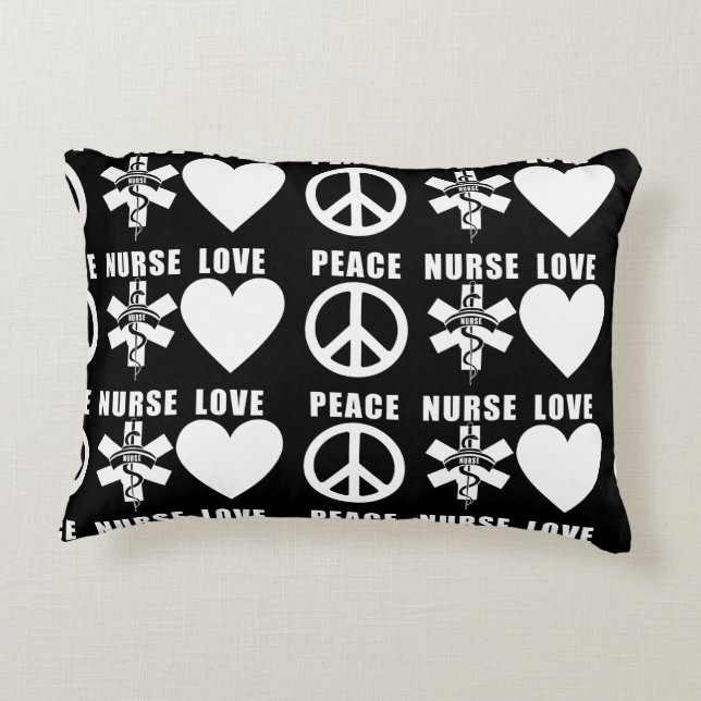 Almofada Decorativa Paz do amor das enfermeiras (Verso)